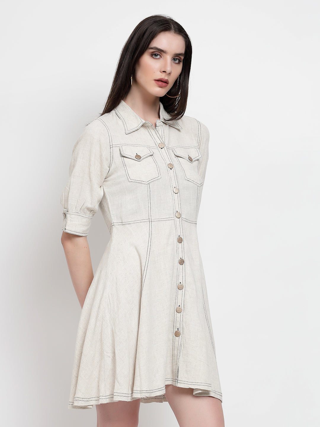 Gipsy Cream Net Linen Dress