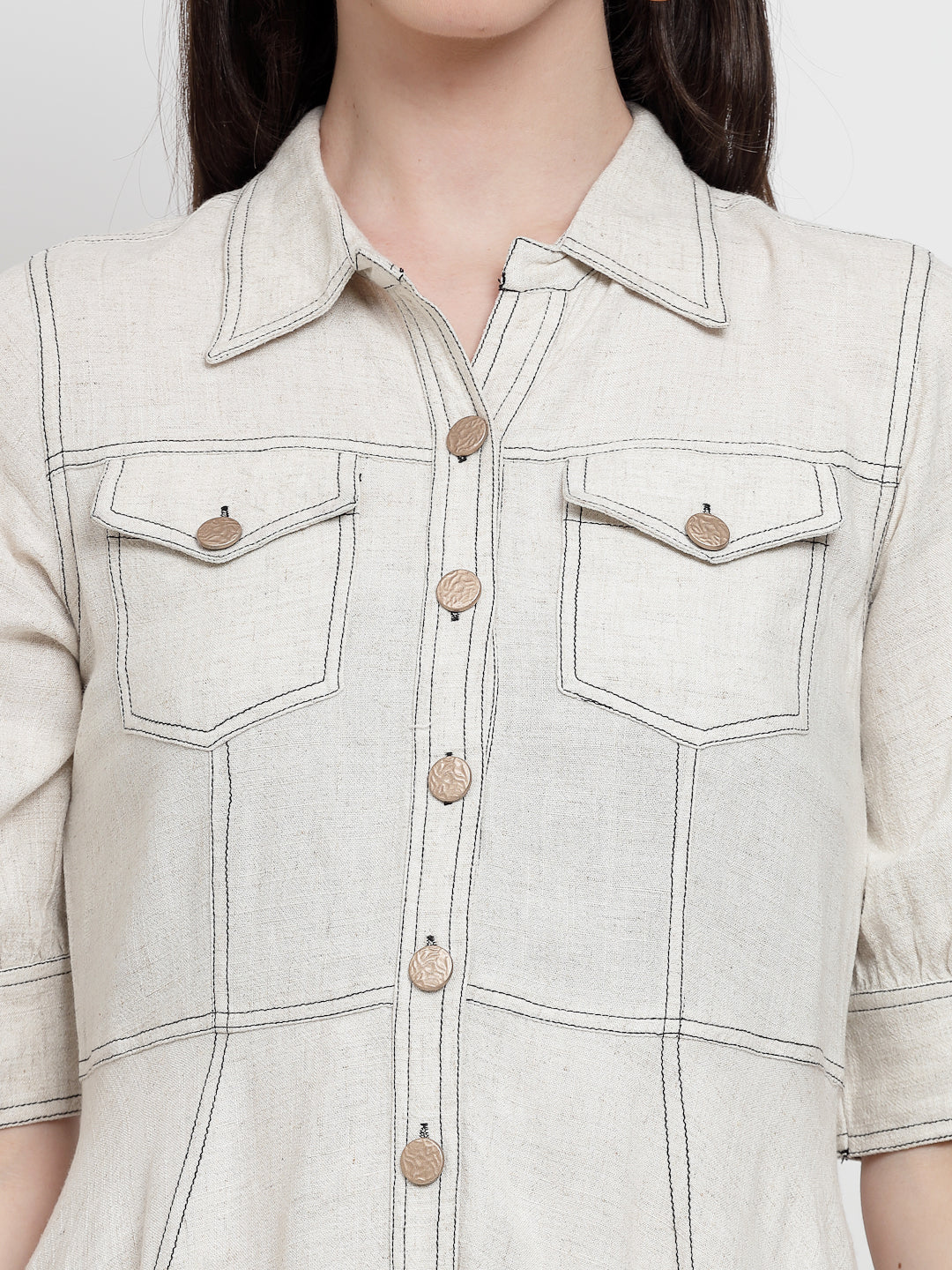 Gipsy Cream Net Linen Dress