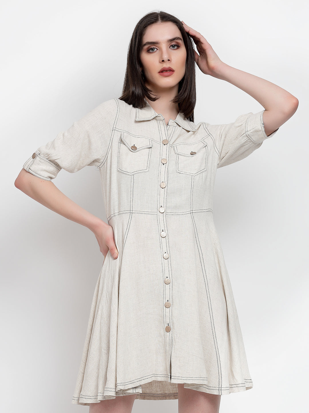 Gipsy Cream Net Linen Dress