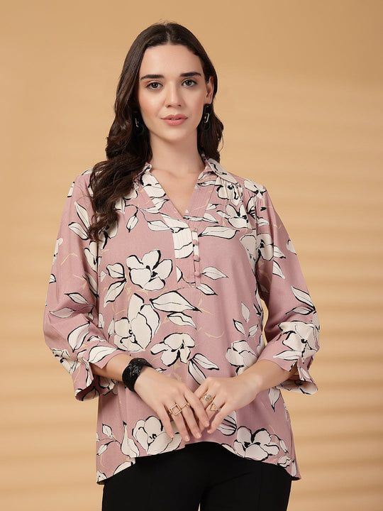 Gipsy Pink Floral Rayon Tunic