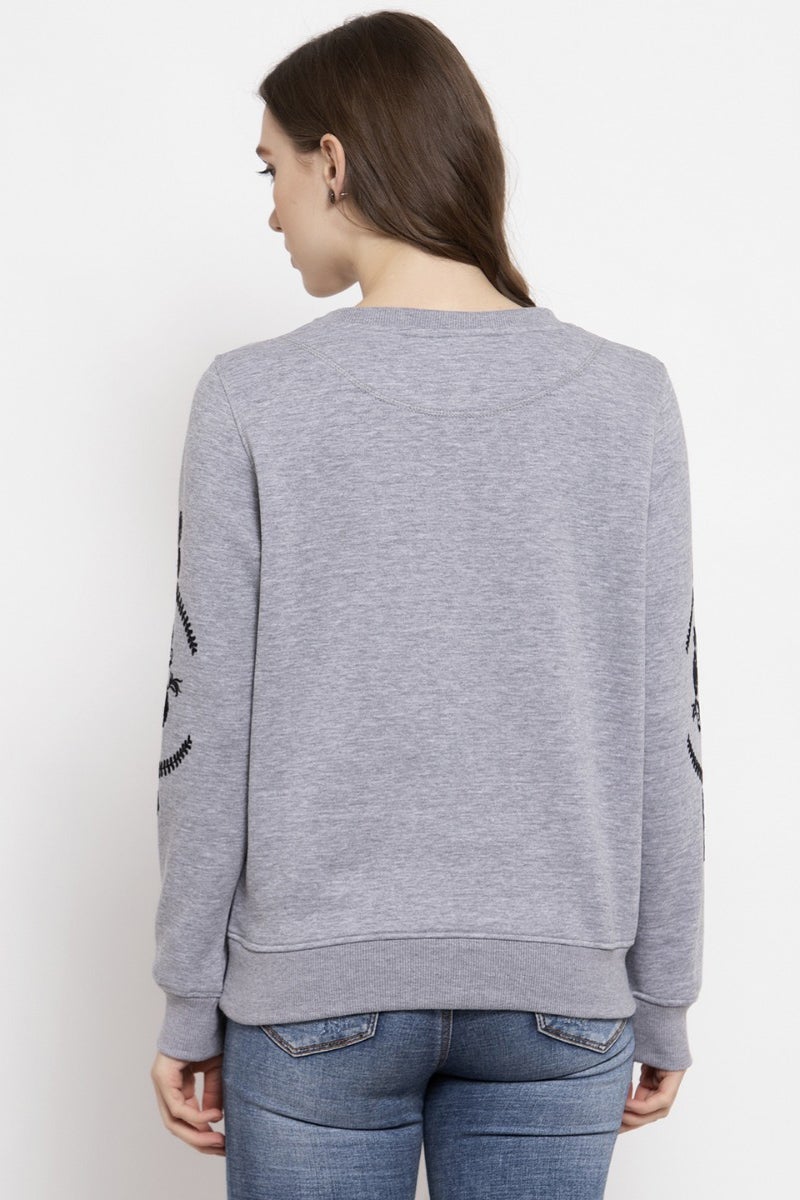 Gipsy Grey Solid Poly Cotton Sweatshirt