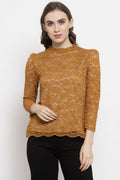 Gipsy Mustard Floral Net Top