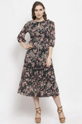 Gipsy Dark Grey Floral Georgette Dress