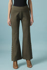 Olive Solid Knitted Bootcut Jegging