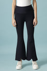 Navy Blue Solid Synthatic Bootcut Jegging