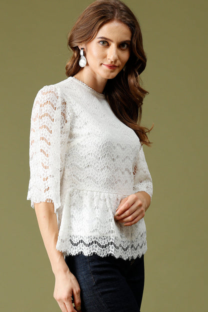 Gipsy White Fashion Net Fabric Blouse