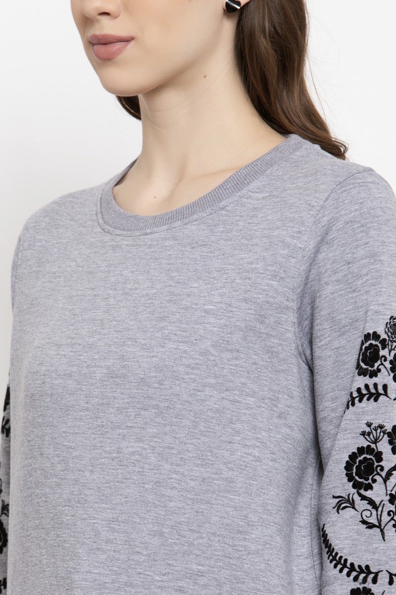 Gipsy Grey Solid Poly Cotton Sweatshirt