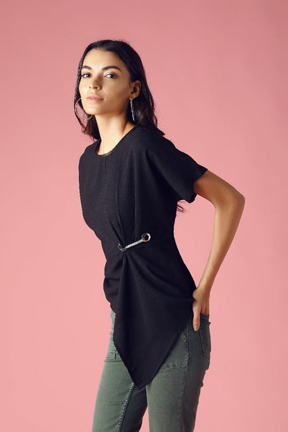 GIPSY Womens Round Neck Solid Top