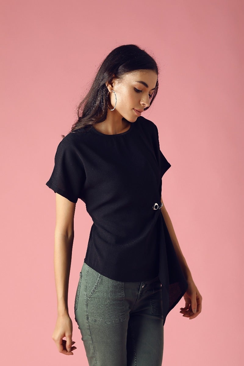 GIPSY Womens Round Neck Solid Top