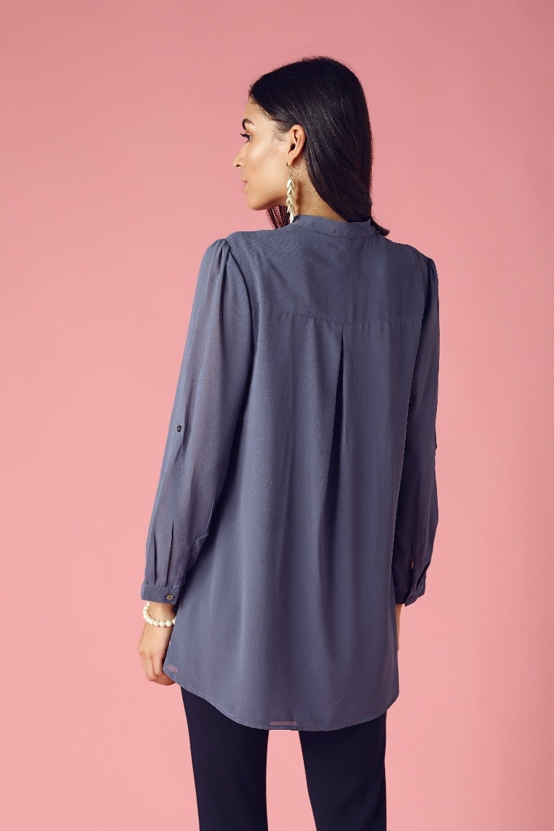 GIPSY Womens Mandarin Collar Embellished Tunic