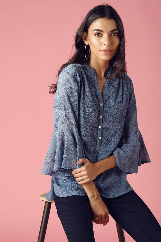 GIPSY Womens Mandarin Collar Lace Tunic