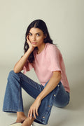 Gipsy Pink Round Neck Striped Top