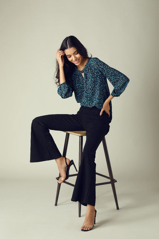 GIPSY Womens Key Hole Neck Printed Tunic