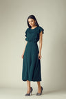 GIPSY Womens Round Neck Slub Midi Dress