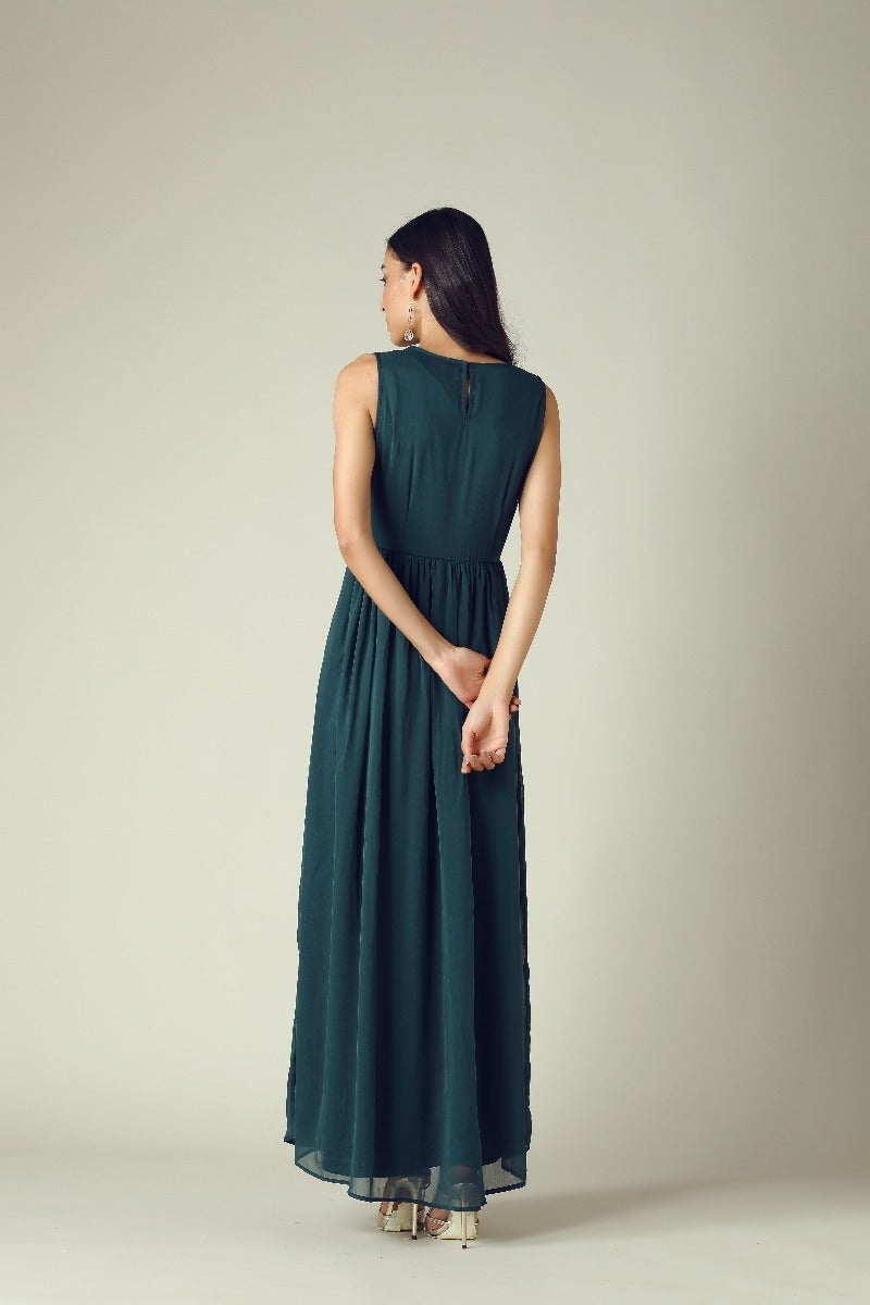 GIPSY Womens Round Neck Embellished Maxi Dress