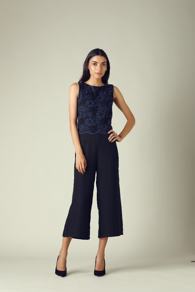 Gipsy Womens Round Neck Lace Jumpsuit