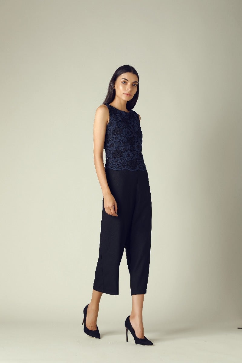 Gipsy Womens Round Neck Lace Jumpsuit