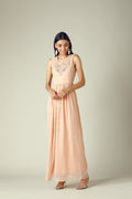GIPSY Womens Round Neck Pink Embellished Maxi Dress