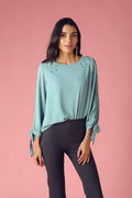 GIPSY Womens Round Neck Embellished Top