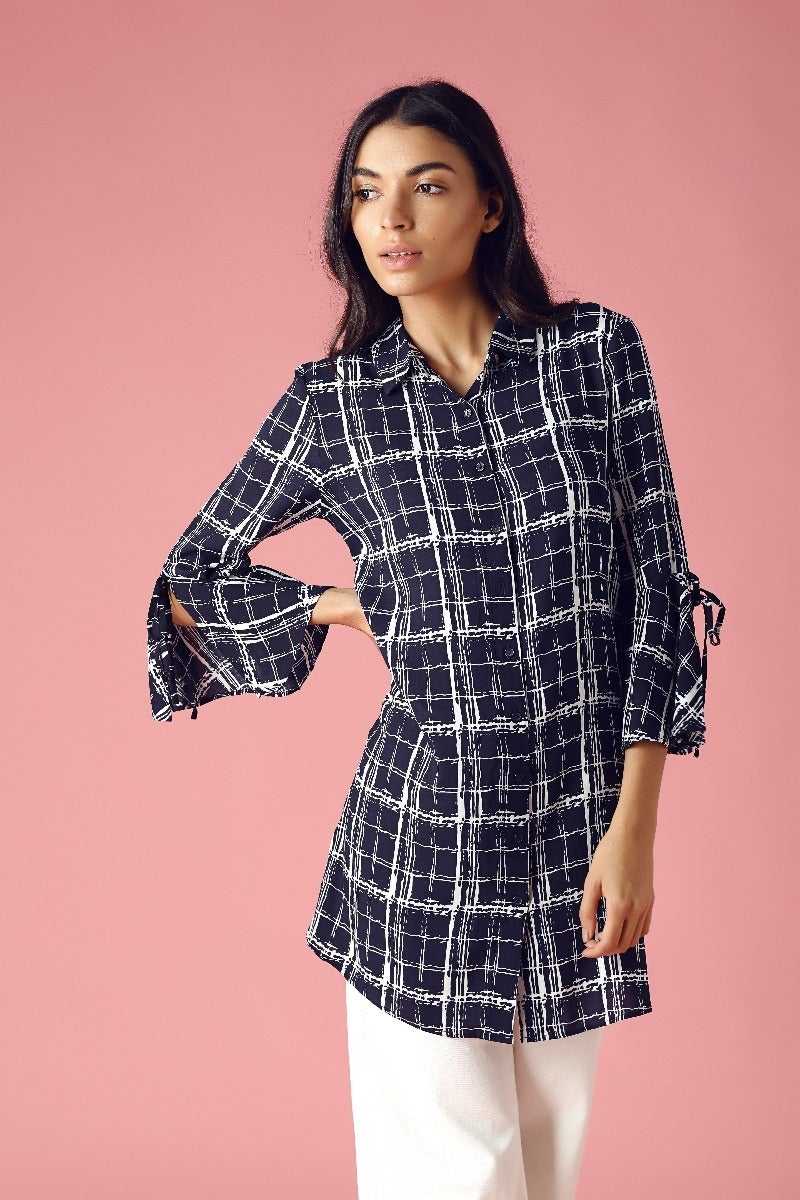 GIPSY Womens Collared Printed Tunic
