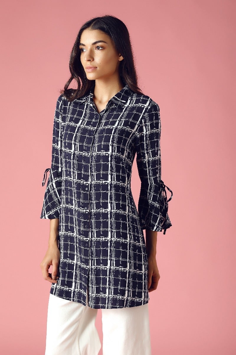 GIPSY Womens Collared Printed Tunic