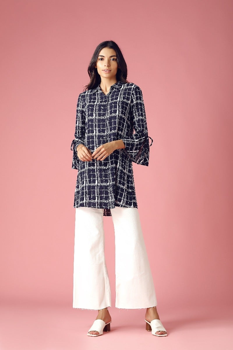 GIPSY Womens Collared Printed Tunic