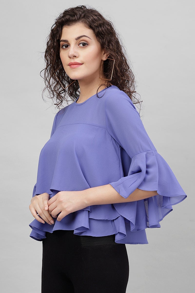 Gipsy Azure Blue Polyster Top