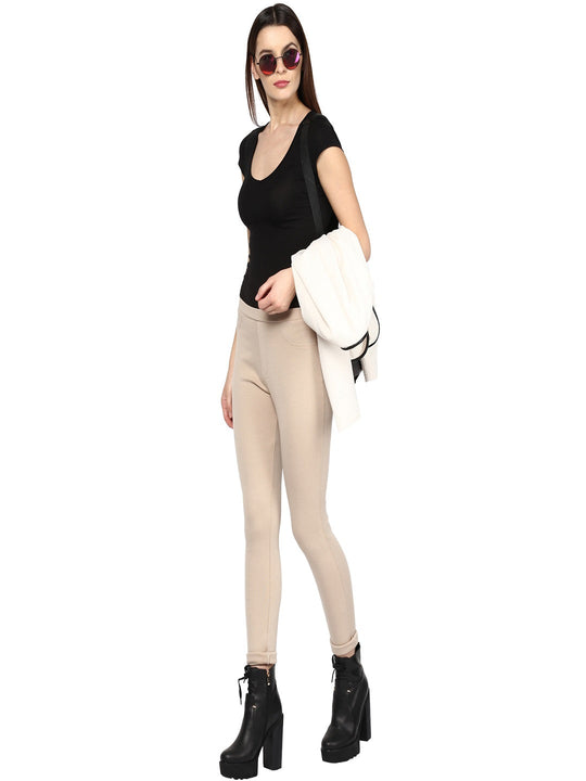 Gipsy Beige Casual Rayon Jegging