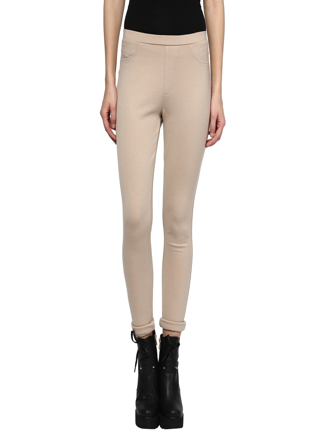 Gipsy Beige Casual Rayon Jegging