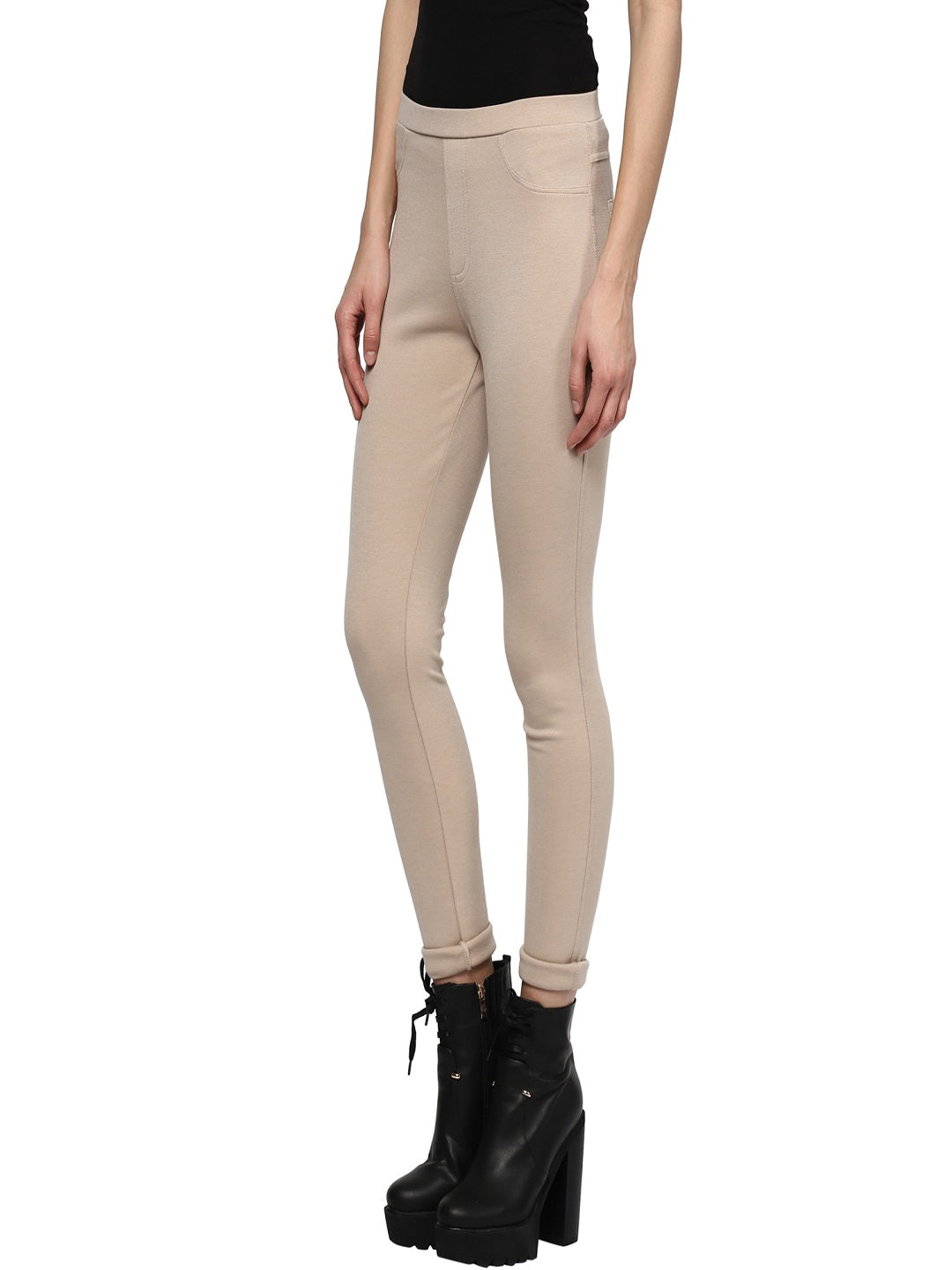 Gipsy Beige Casual Rayon Jegging