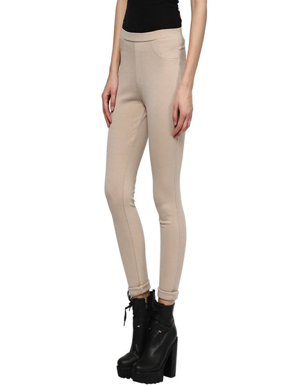 Gipsy Beige Casual Rayon Jegging