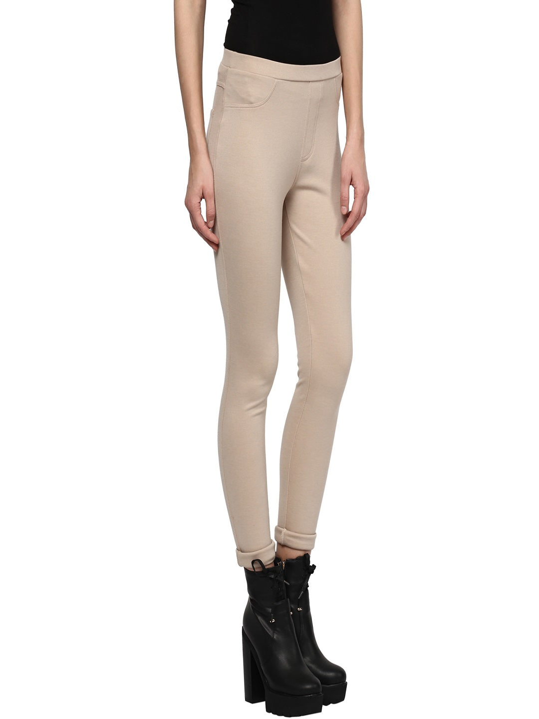 Gipsy Beige Casual Rayon Jegging