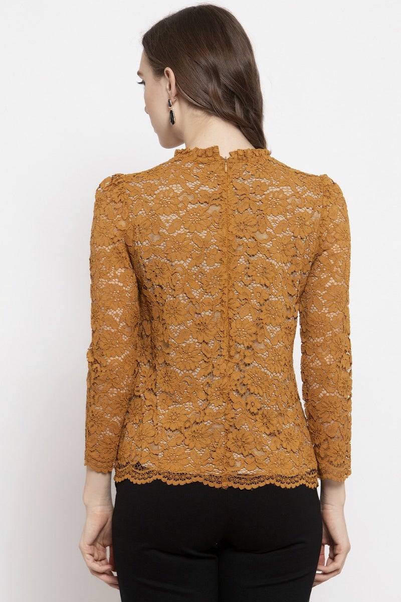 Gipsy Mustard Floral Net Top