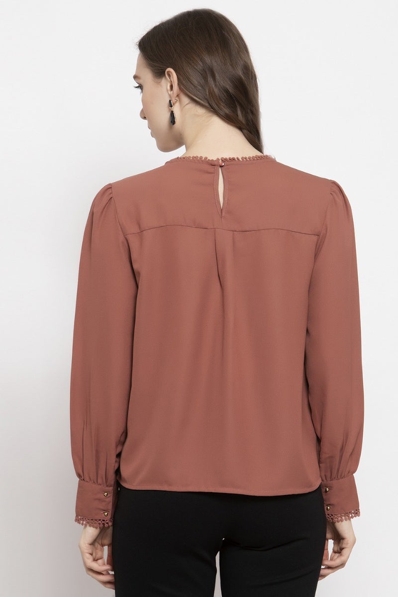 Gipsy Brick Pink Solid Crepe Top