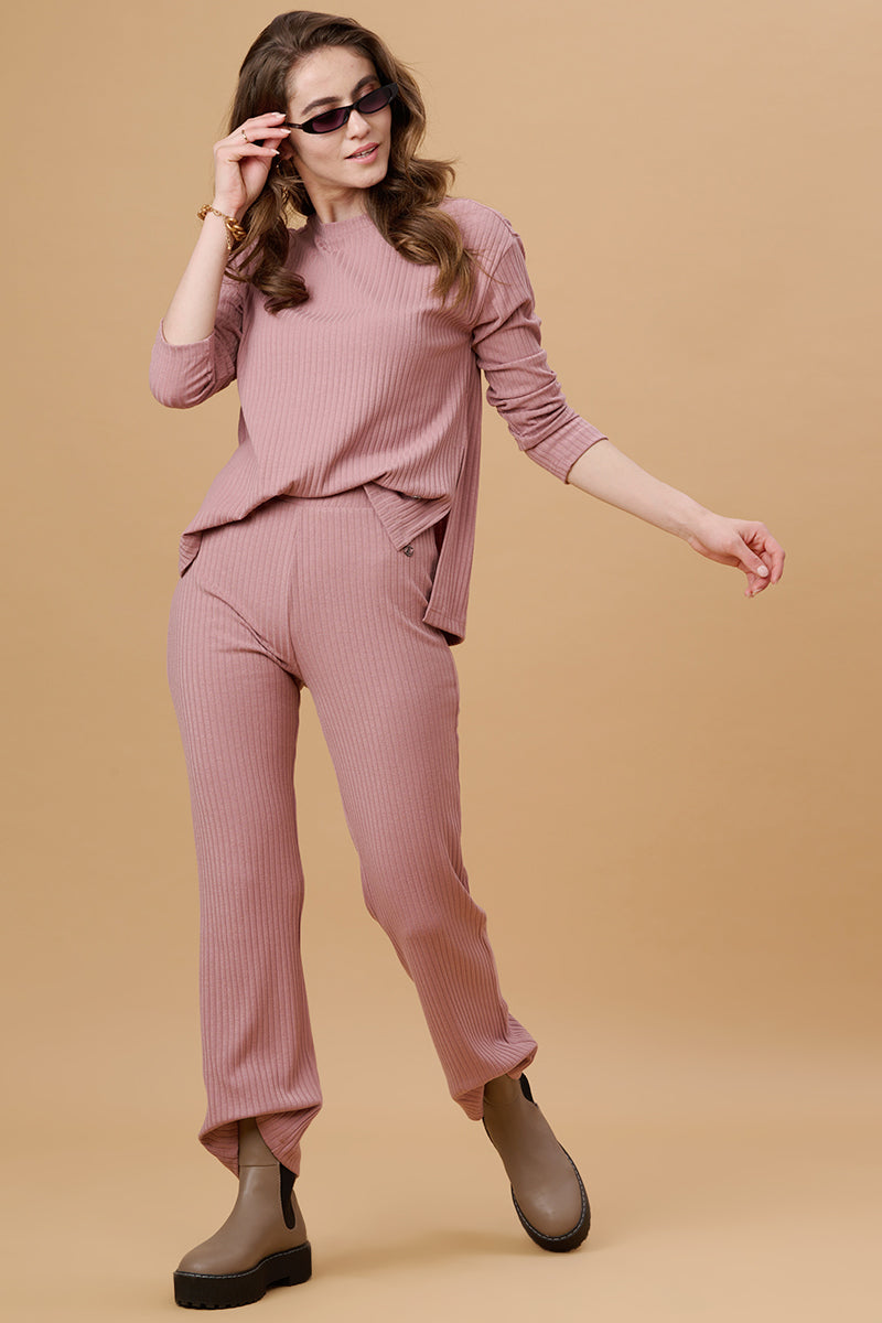Gipsy Dusky Pink Poly Knit Co-Ord Pant