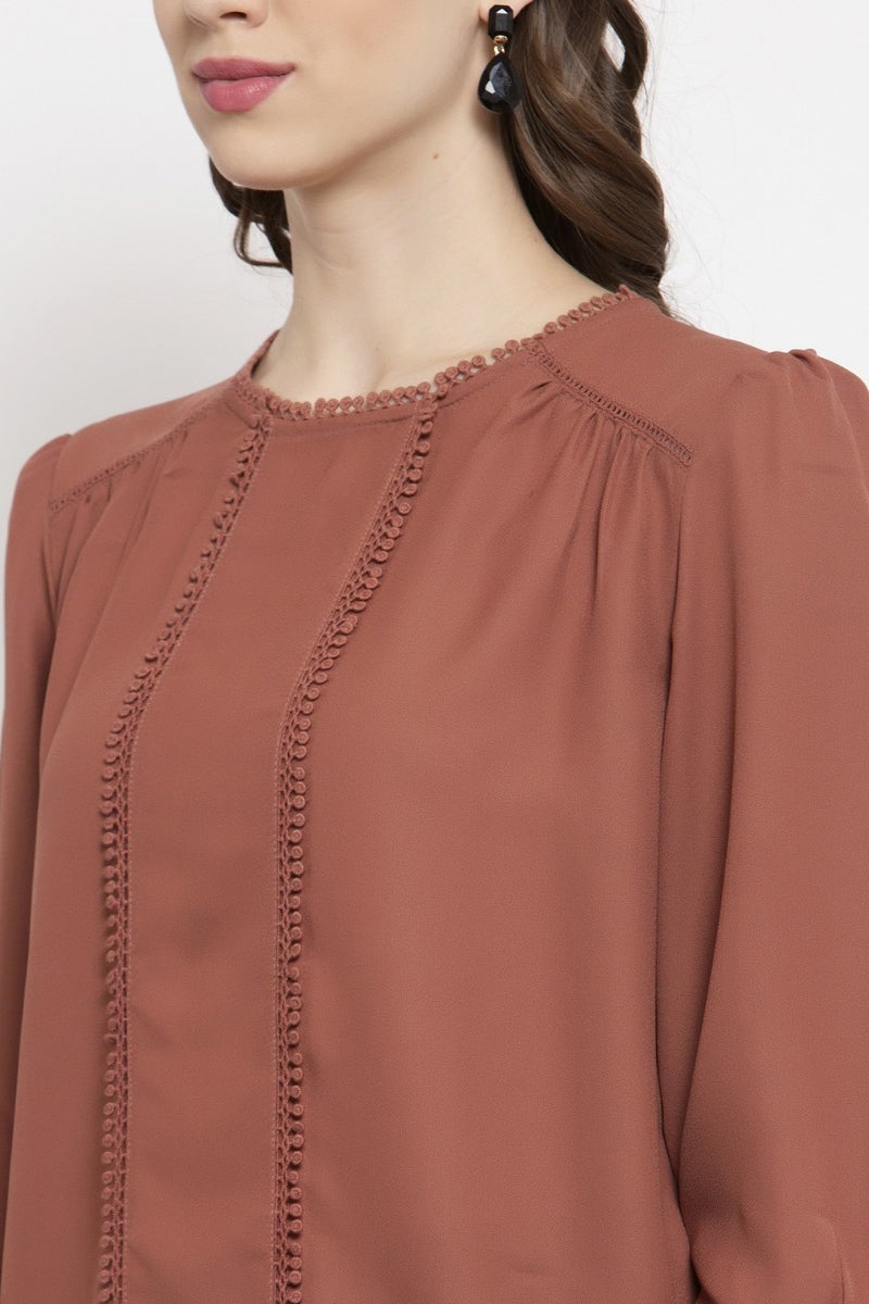 Gipsy Brick Pink Solid Crepe Top