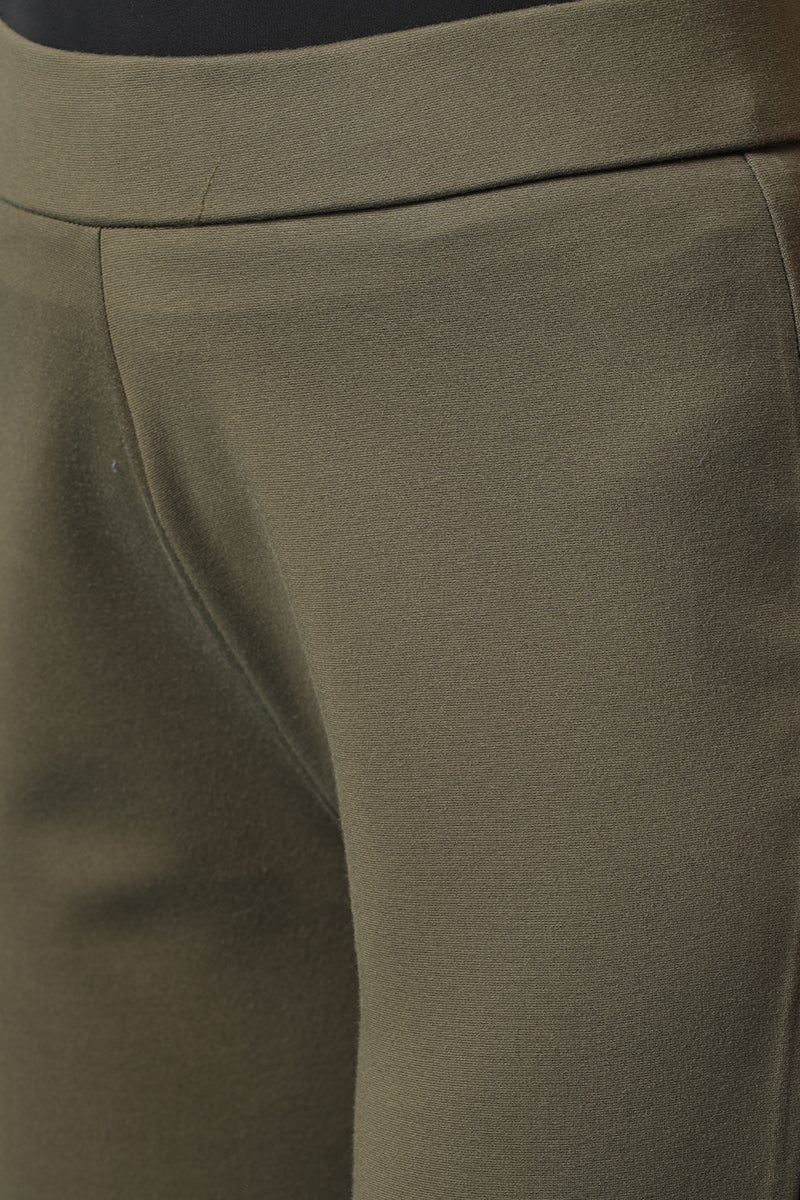 Olive Solid Knitted Bootcut Jegging