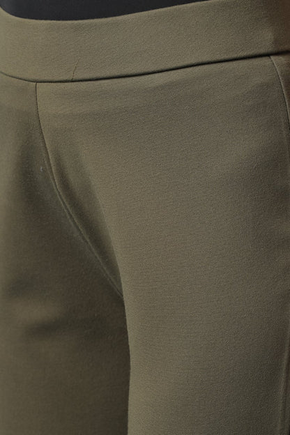Olive Solid Knitted Bootcut Jegging