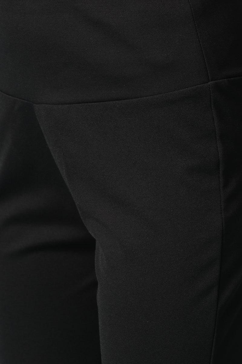 Black Solid Synthatic Bootcut Jegging
