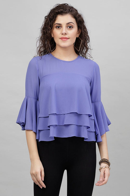 Gipsy Azure Blue Polyster Top