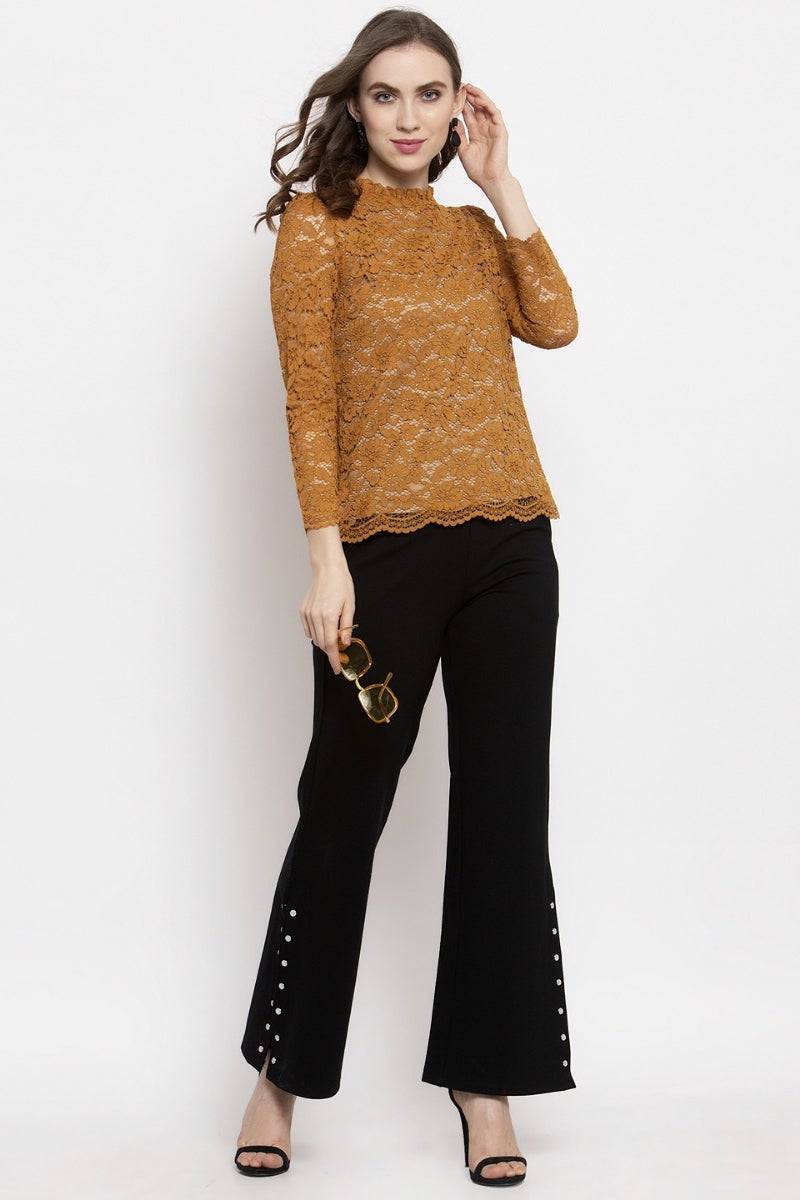 Gipsy Mustard Floral Net Top