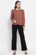 Gipsy Brick Pink Solid Crepe Top