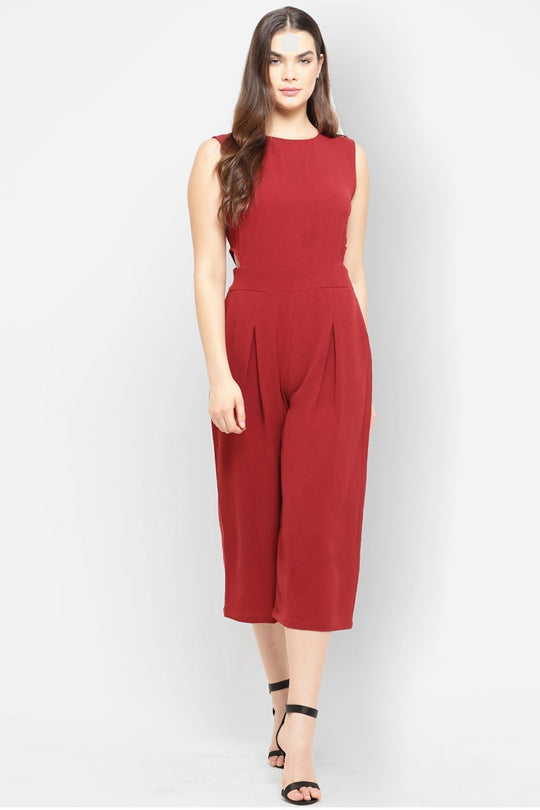 Gipsy Women Wine Round Neck Sleeveless Jump Suit