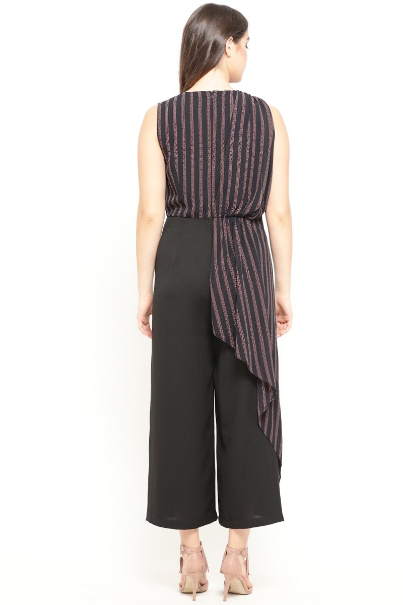Gipsy Black Striped Georgette Jumpsuit