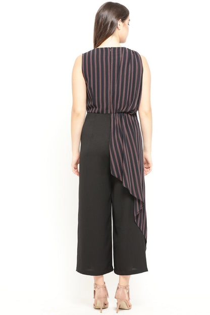 Gipsy Black Striped Georgette Jumpsuit