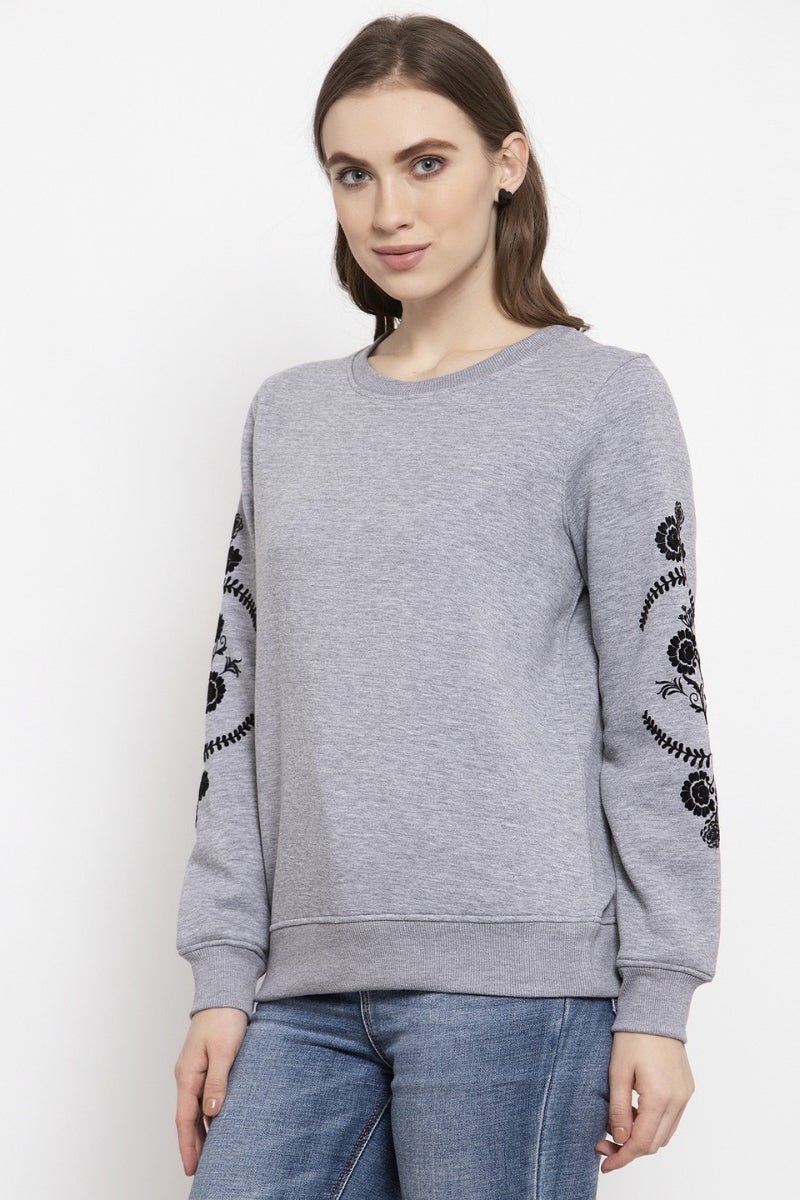 Gipsy Grey Solid Poly Cotton Sweatshirt