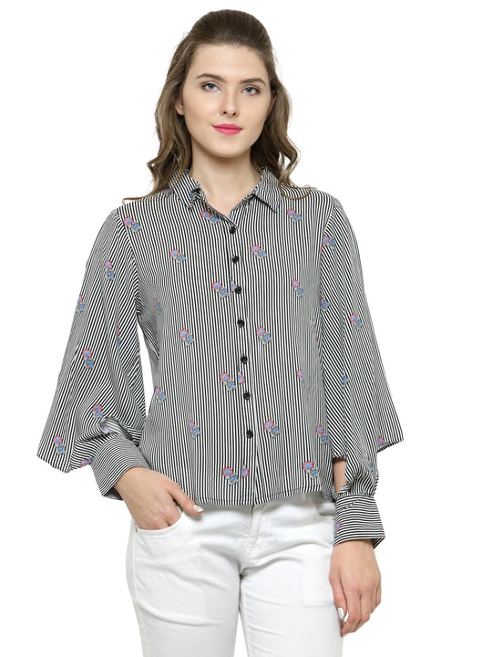 Gipsy Black/White Poleyster Ladies Shirt
