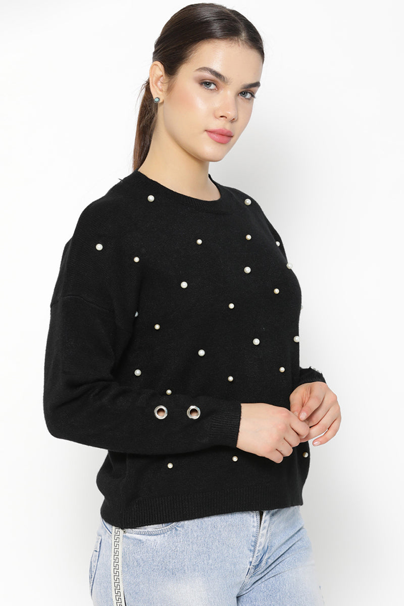 Gipsy Black Embellished Acrylic Sweater