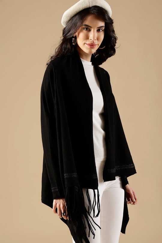 Black Regular Fit Acrylic Cape