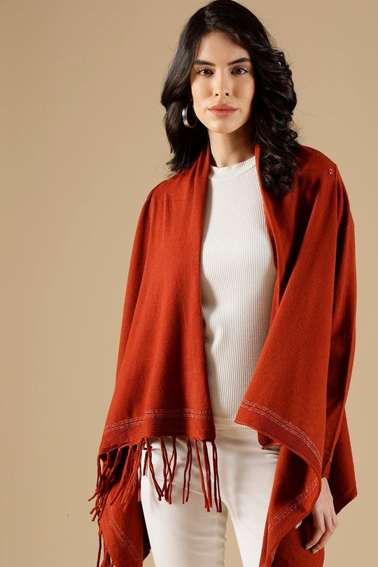 Rust Regular Fit Acrylic Cape